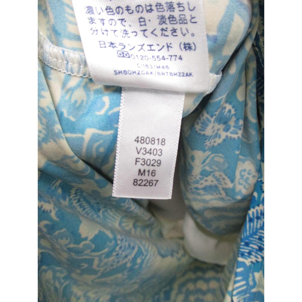 Lands End Blue Floral Boho Ruffle Swimwear Top Womens Size 4 - Picture 8 of 9